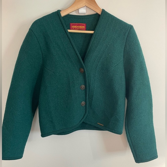 Vintage Green Wool Cardigan (Size 4) - Picture 3 of 8